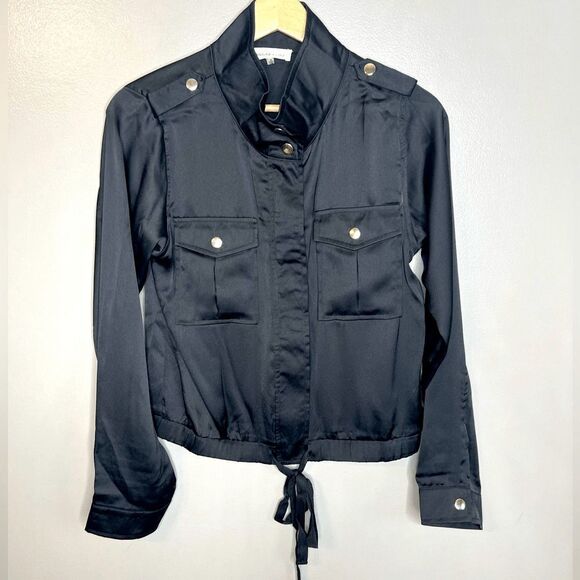 Sugar + lips black mock neck zip up lightweight shirt jacket size XS mobwife - Picture 2 of 7